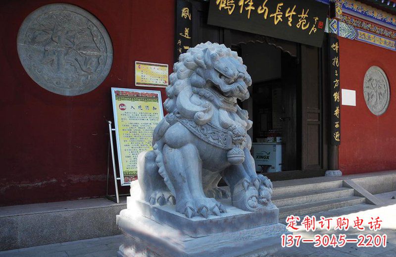 安徽石狮子寺庙门口石雕