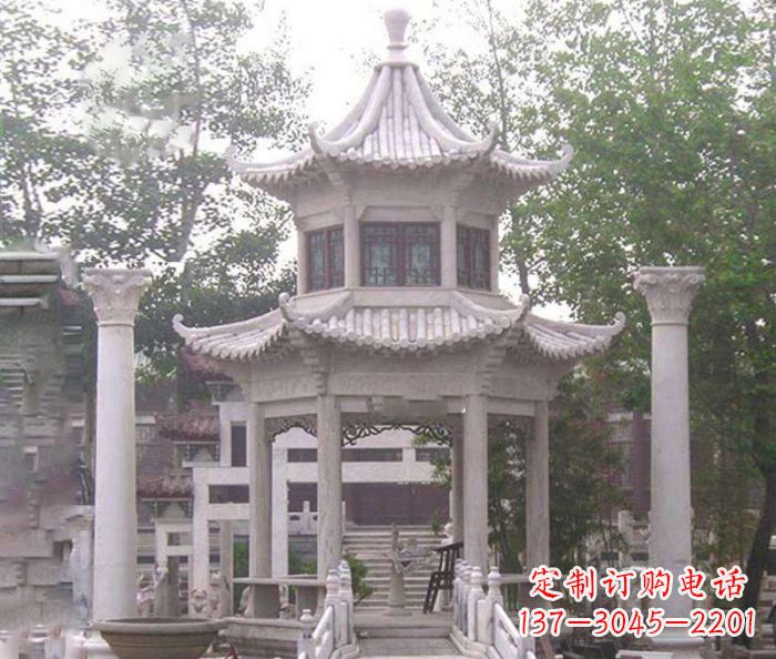 安徽双层仿古凉亭石雕 (3)