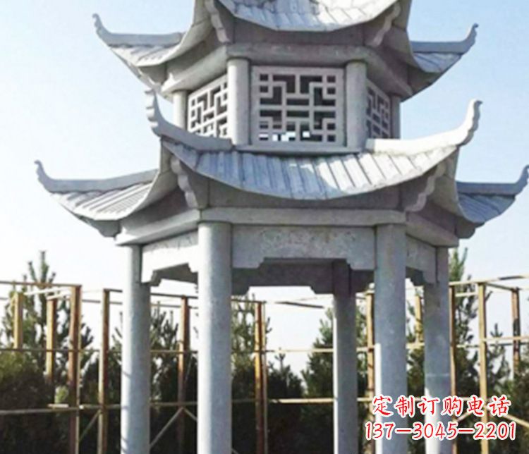 安徽双层仿古石凉亭石雕_2