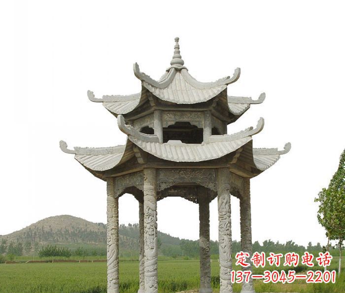 安徽双层仿古石雕凉亭