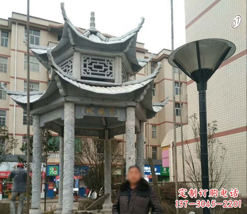 安徽双层六角凉亭石雕