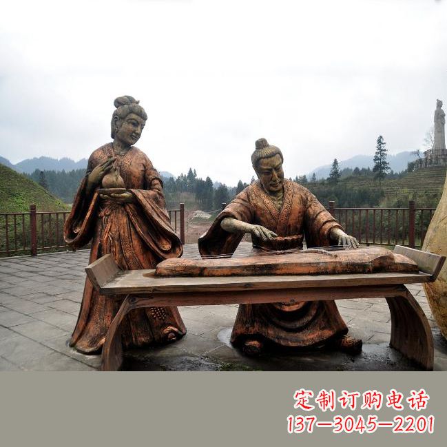 安徽司马相如与卓文君铜雕塑像-城市广场历史名人情景雕塑