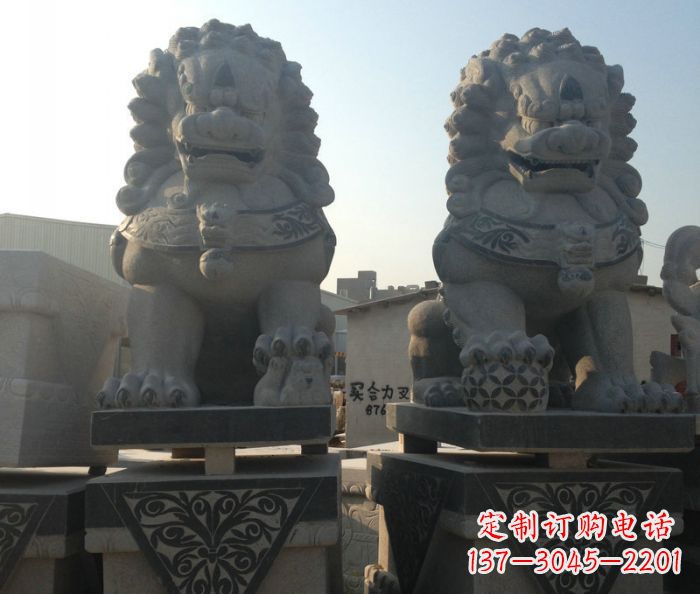 安徽寺庙景观仿古石狮子 (2)
