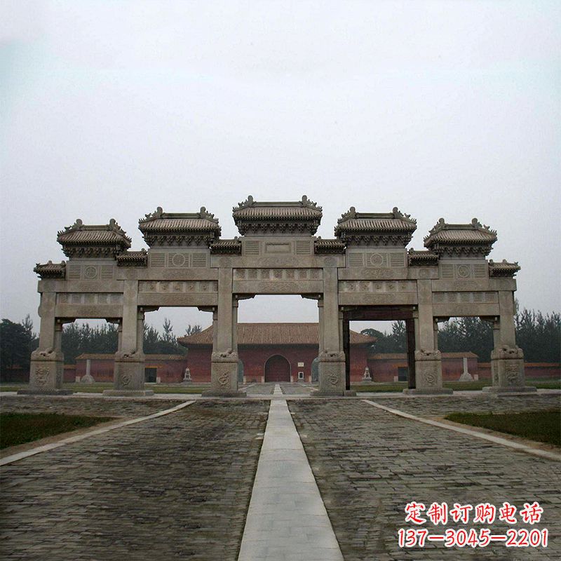 安徽寺院五门石牌楼