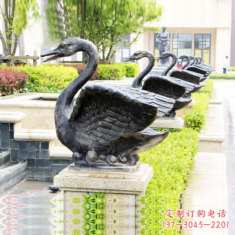 安徽天鹅铜雕喷水喷泉-纯铜铸造公园水渠水景动物雕塑