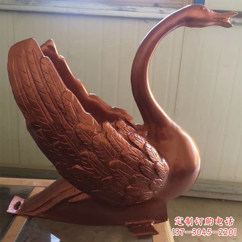 安徽天鹅铜雕塑,喷泉吐水天鹅装饰摆件
