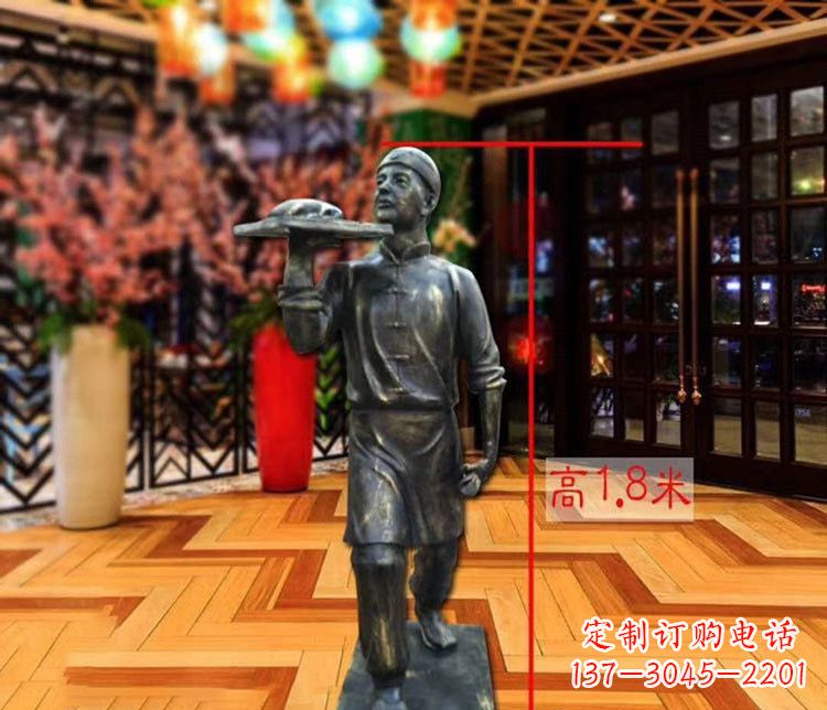 安徽铜雕店小二人物雕塑 (2)