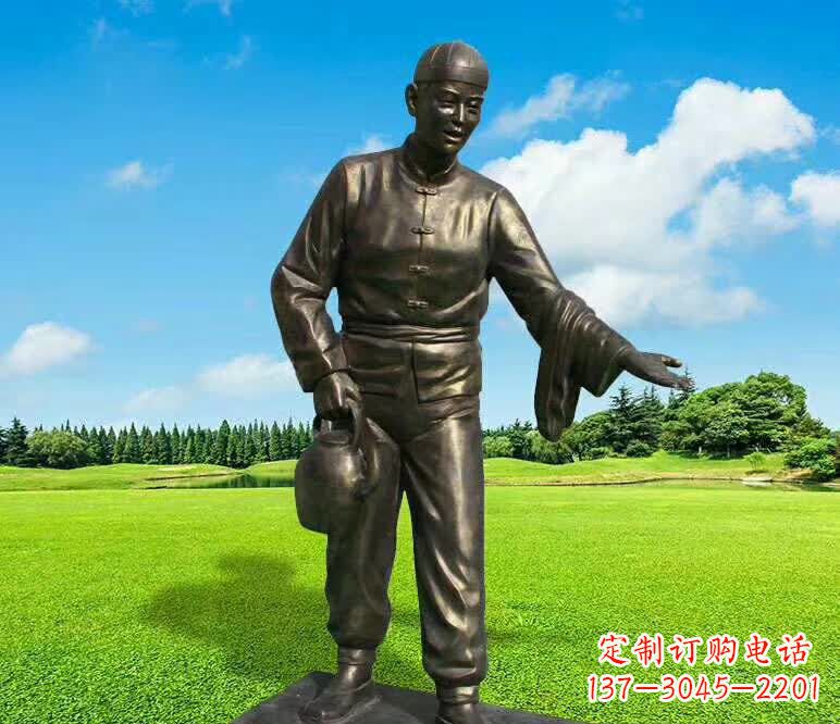 安徽铜雕店小二人物雕塑1