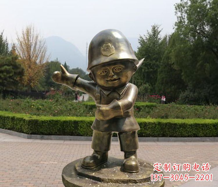 安徽铜雕儿童交通警察