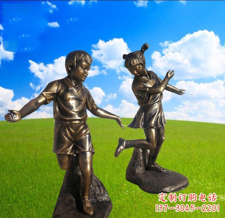 安徽铜雕儿童踢毽子