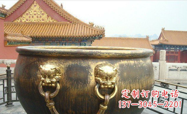 安徽铜雕水缸寺庙景观雕塑 (2)