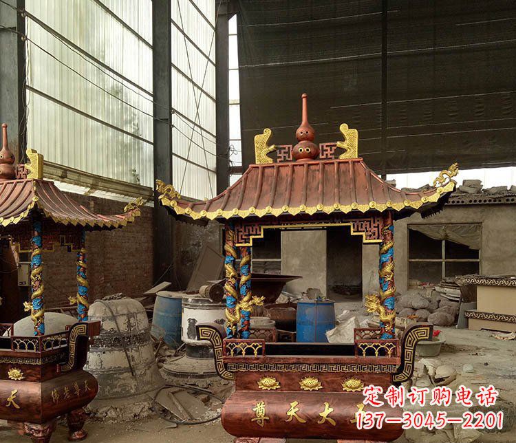 安徽铜雕小型寺庙香炉摆件
