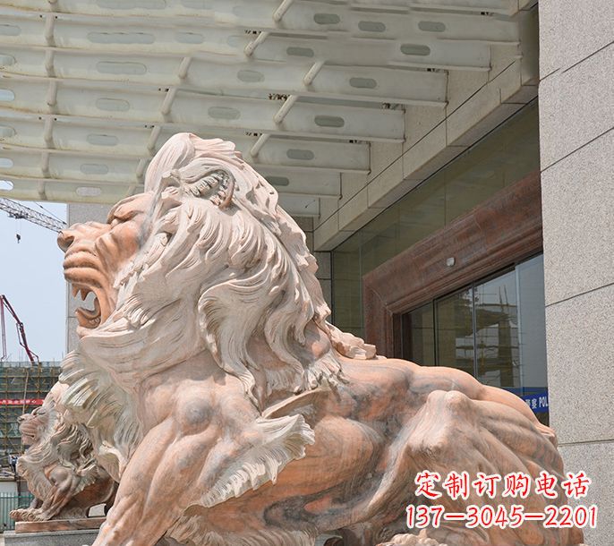 安徽晚霞红欧式狮子石雕 (3)
