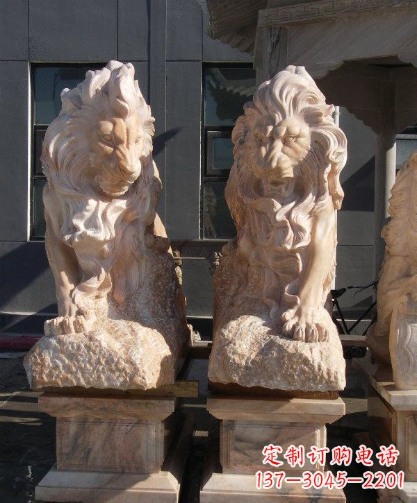 安徽晚霞红欧式狮子石雕