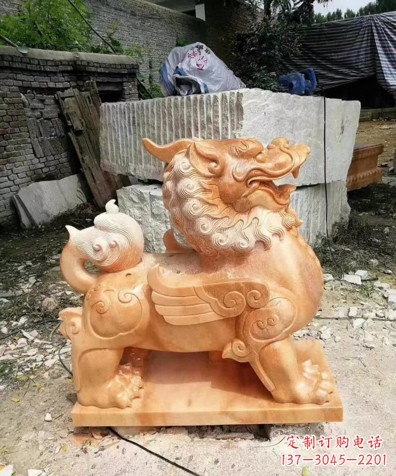 安徽晚霞红貔貅雕塑1