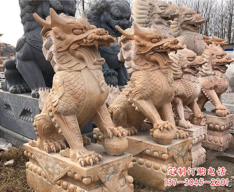安徽晚霞红麒麟石雕 (2)