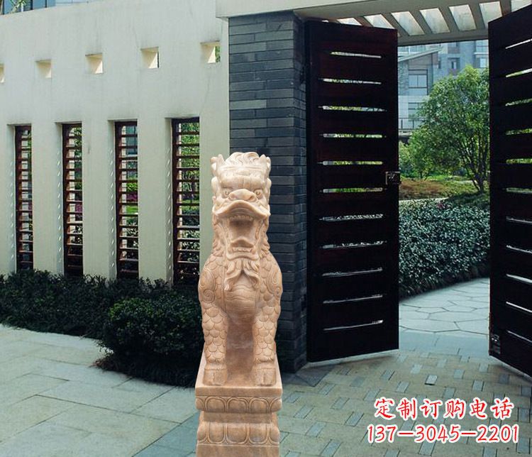 安徽晚霞红瑞兽麒麟雕塑