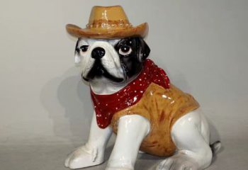 安徽任性可爱的牛仔造型斗牛犬雕塑