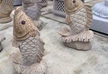 安徽花岗岩石雕-鲤鱼雕塑