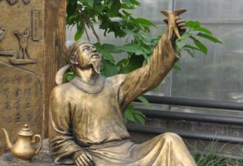 安徽象征文学大师李白的铜雕像