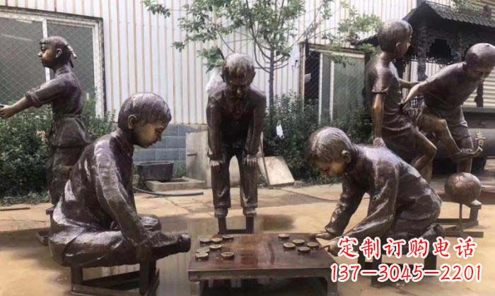 安徽下象棋儿童铜雕 (2)