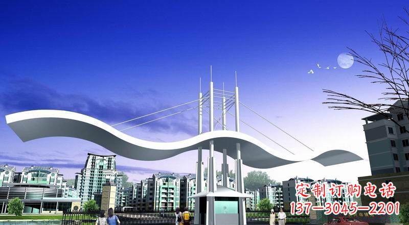 安徽小区不锈钢门牌坊景观雕塑