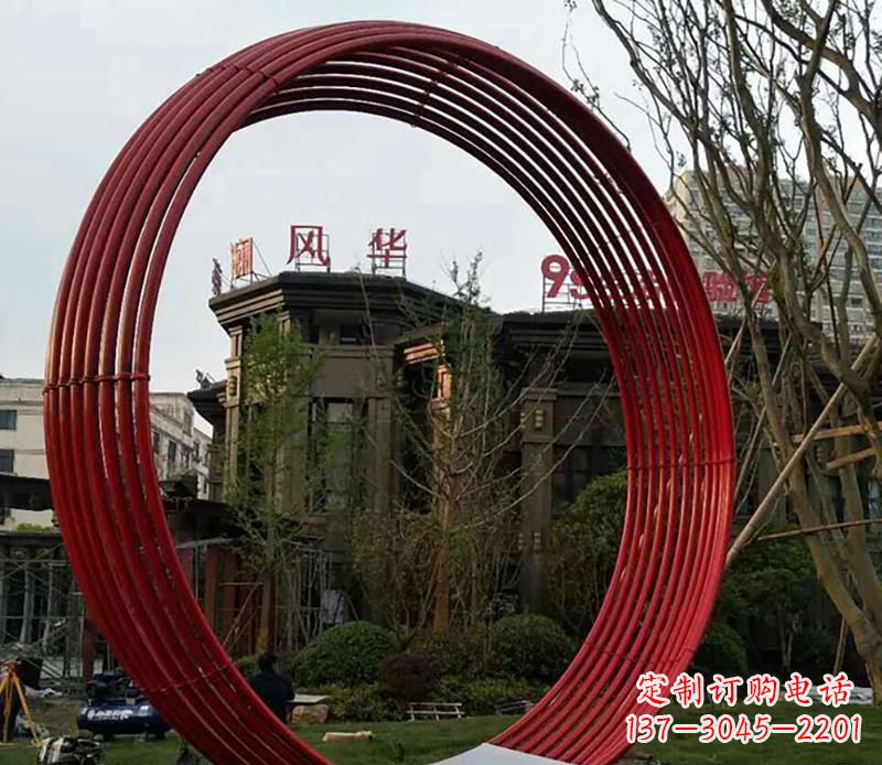 安徽小区不锈钢圆环景观雕塑
