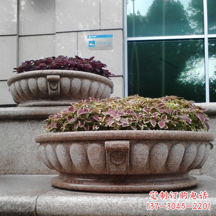 安徽小区花岗岩石雕花盆
