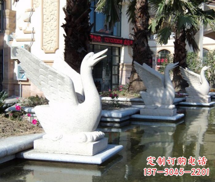 安徽小区景观大理石天鹅喷泉石雕