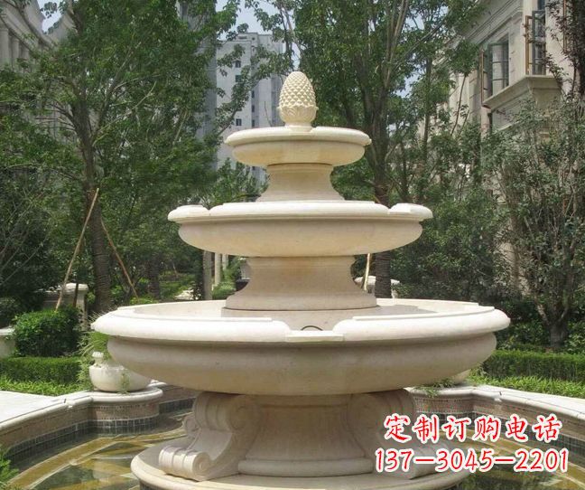 安徽小区景观晚霞红多层喷泉石雕
