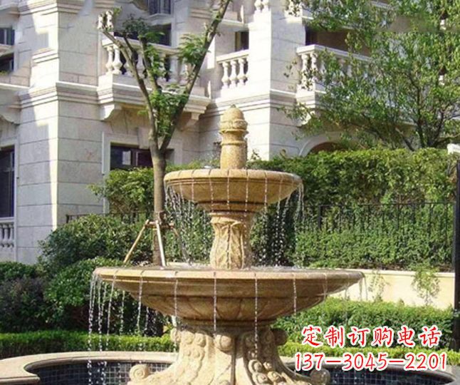 安徽小区景观晚霞红多层喷泉石雕 (4)