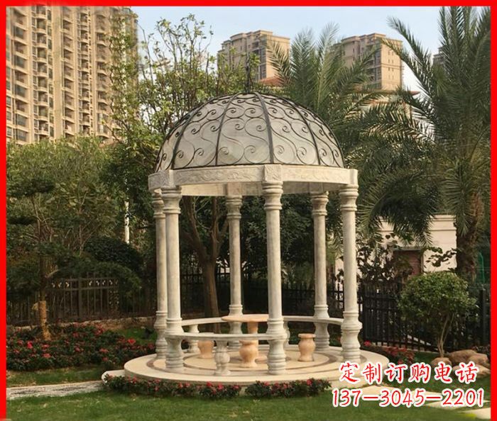 安徽小区欧式圆顶凉亭石雕 (2)