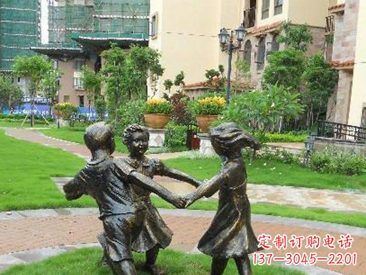 安徽小区铜雕儿童玩游戏人物雕塑