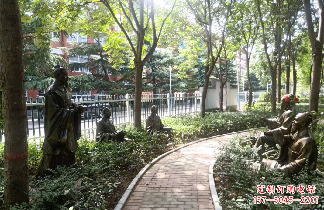 安徽校园古代名人孔子讲学铜雕