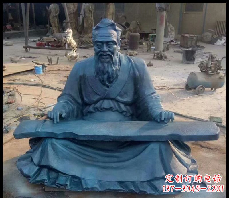 安徽校园孔子弹琴铜雕