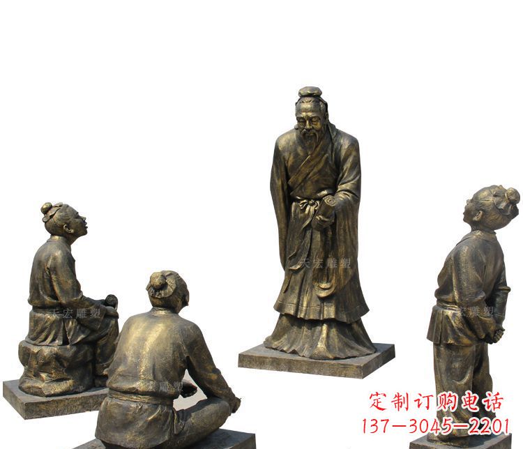 安徽校园孔子讲学铜雕塑