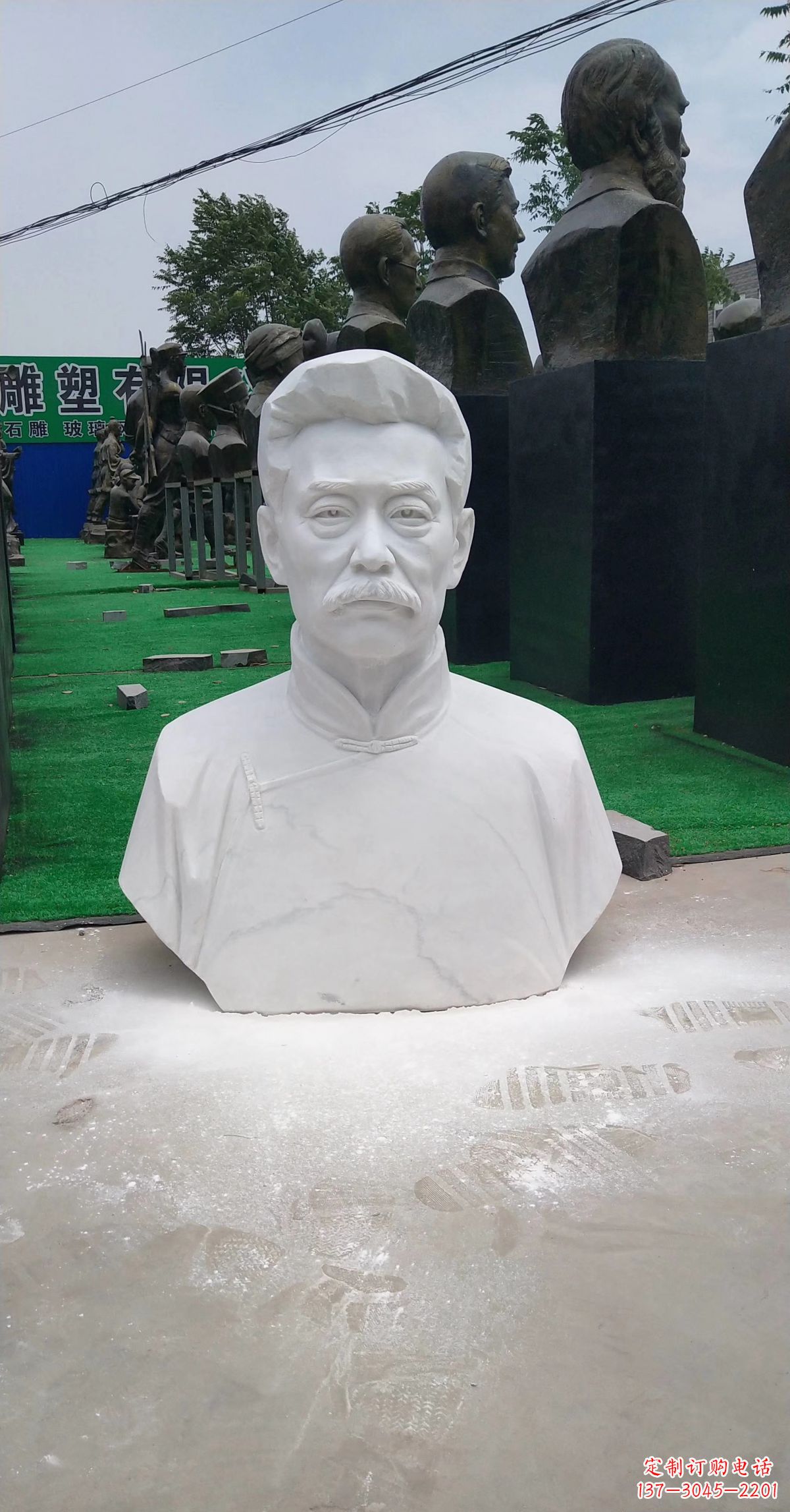 安徽校园名人汉白玉鲁迅头像