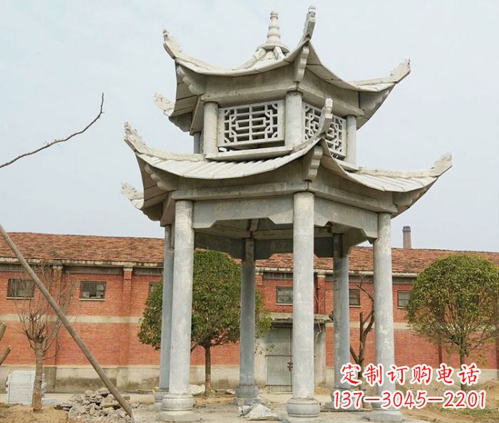 安徽园林仿古双层石雕凉亭 (2)