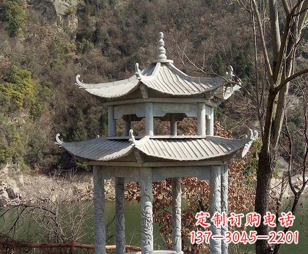 安徽园林仿古双层石雕凉亭