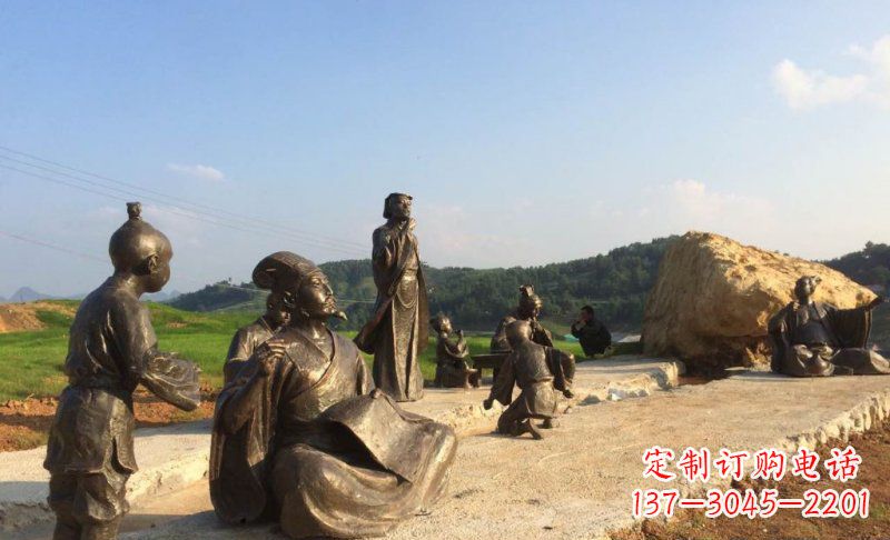 安徽园林古代人物和玩耍的小孩小品铜雕