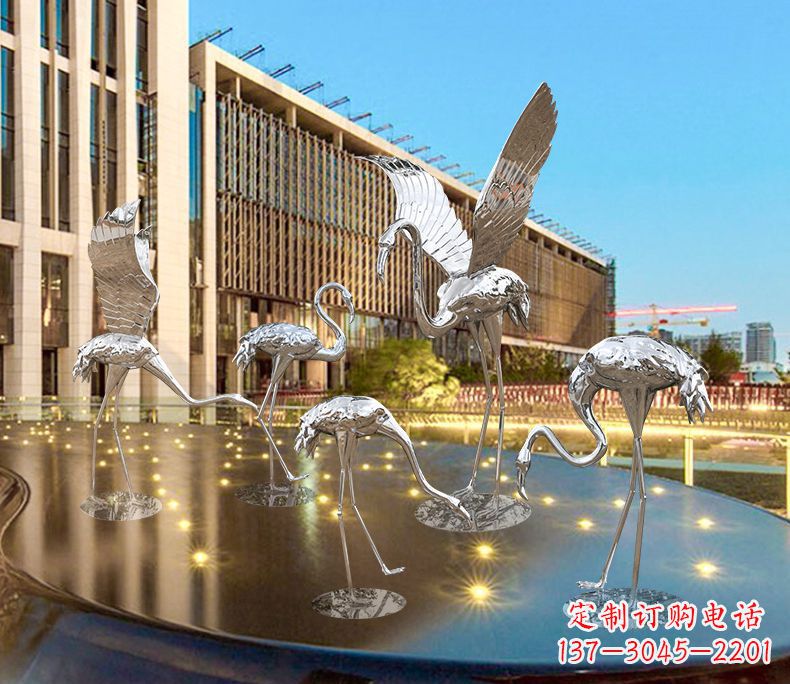 安徽园林火烈鸟不锈钢雕塑