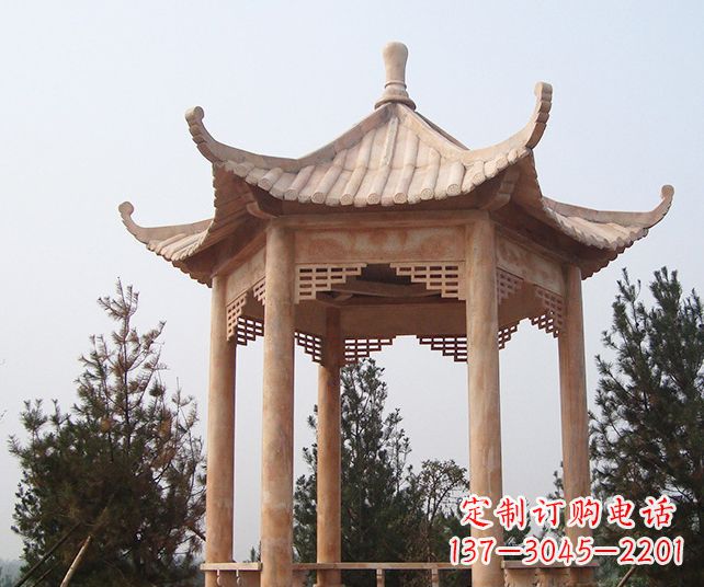 安徽园林景观单层石雕凉亭 (3)