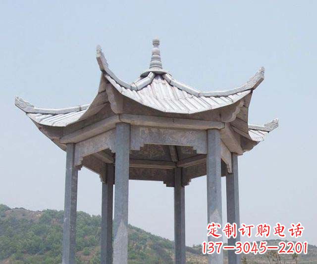 安徽园林景观单层石雕凉亭 (2)