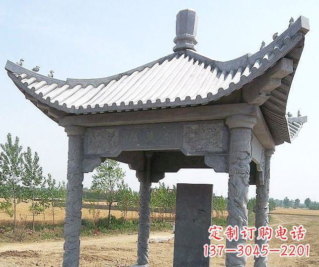 安徽园林景观单层石雕凉亭 (4)