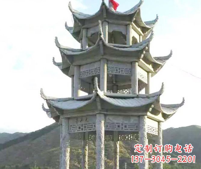 安徽园林景观多层凉亭石雕 (3)