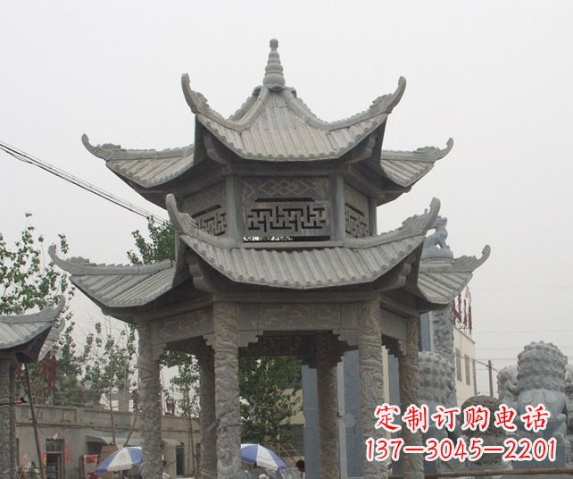 安徽园林景观仿古石雕凉亭 (2)