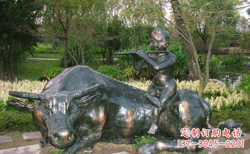 安徽园林牧童牛景观铜雕