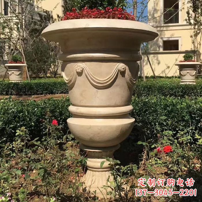 安徽园林砂岩石雕花盆