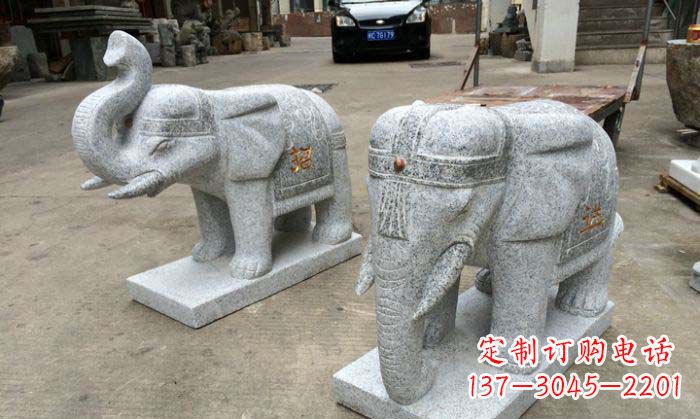 安徽招财进宝芝麻灰大象石雕 (2)