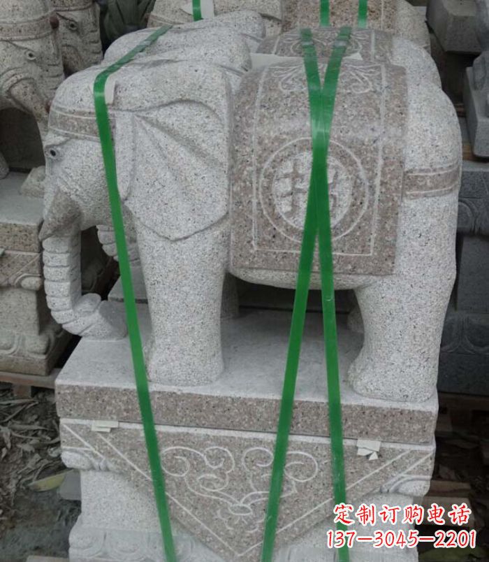 安徽招财进宝芝麻灰大象石雕 (4)